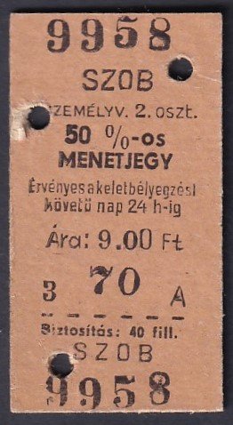 Kéregjegy - Szob 50%-os, 2.osztály
