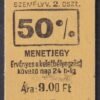 Budapest NY.PU. 50%-os menetjegy, 2.osztály