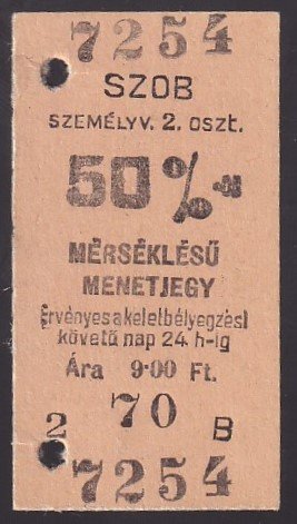 Kéregjegy – Szob, 50%-os, 2.osztály