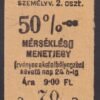Szob, 50%-os menetjegy, 2.osztály