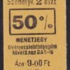 Kéregjegy – Budapest NY.PU. 50%-os, 2.osztály