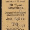 Budapest NY.PU. 50%-os menetjegy, 2.osztály