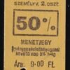 Kéregjegy – Budapest NY.PU. 50%-os, 2.osztály