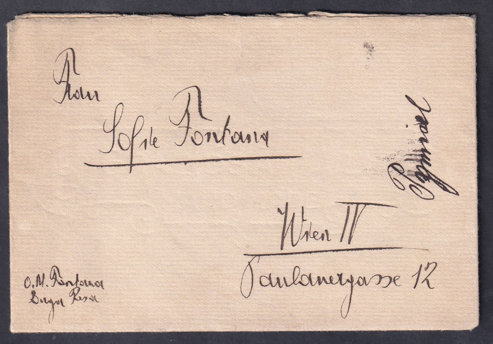 1901. Dugaresa, Bécsbe feladott levél teljes tartalommal - a borítékban érdekes vízjellel