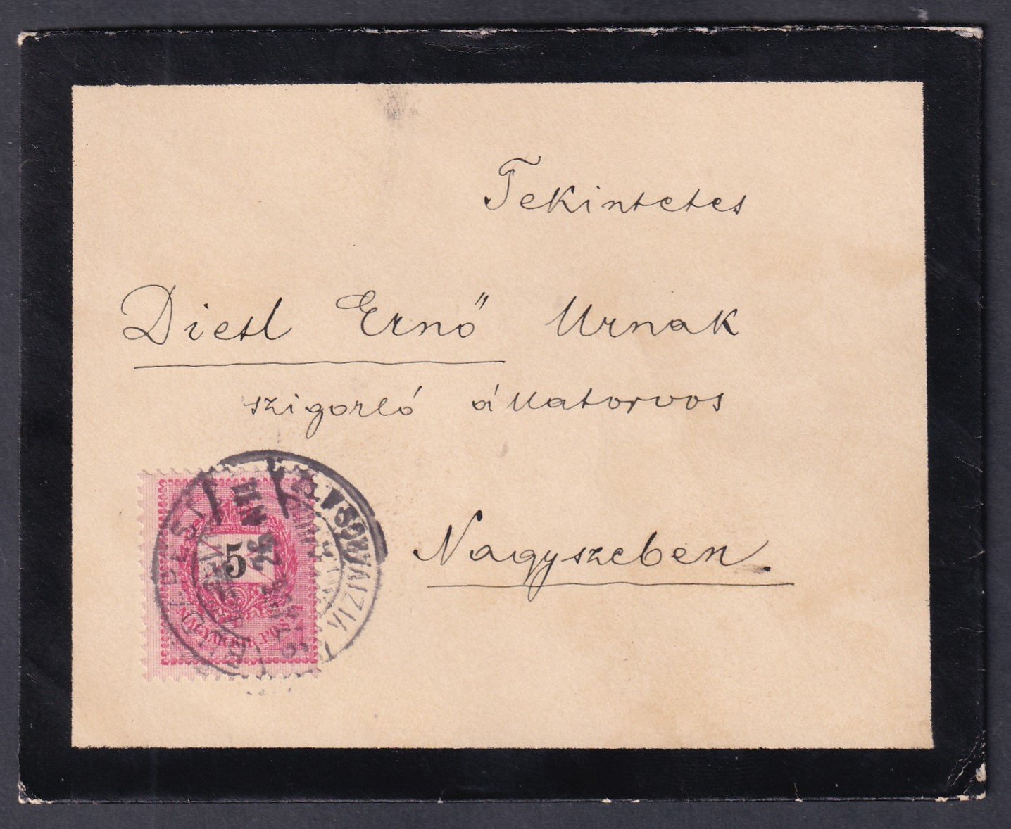 1897. Budapest, Nagyszebenre feladott levél