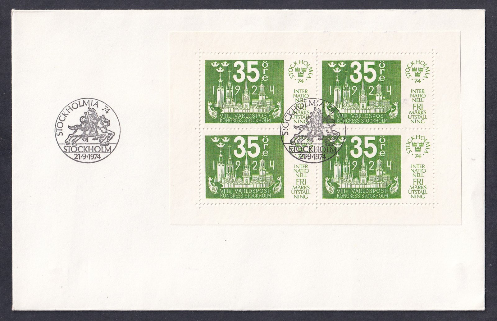 1974. Stockholm, Nemzetközi Bélyegkiállítás FDC