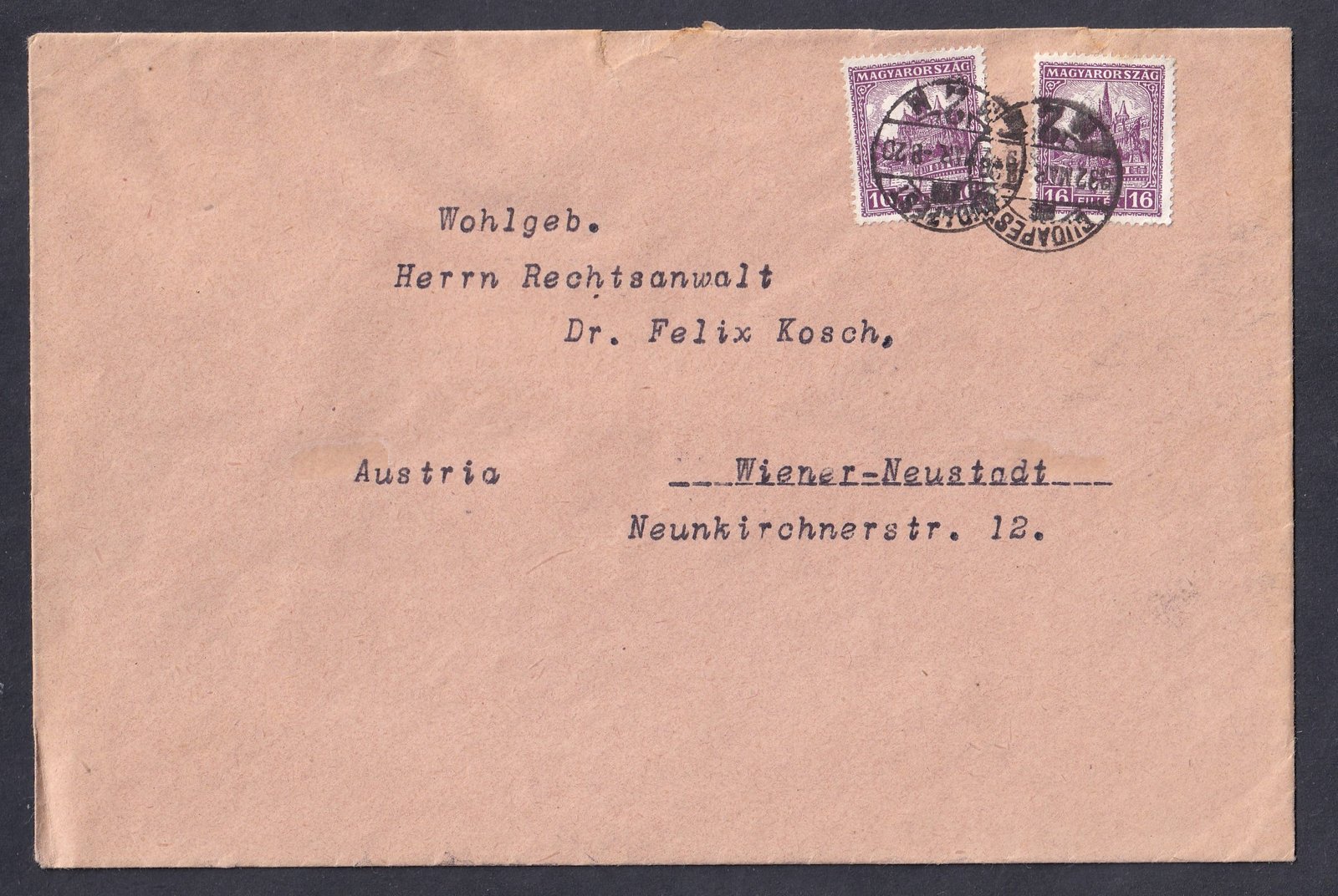 1932. Budapest, Ausztriába feladott első súlyfokozatú levél