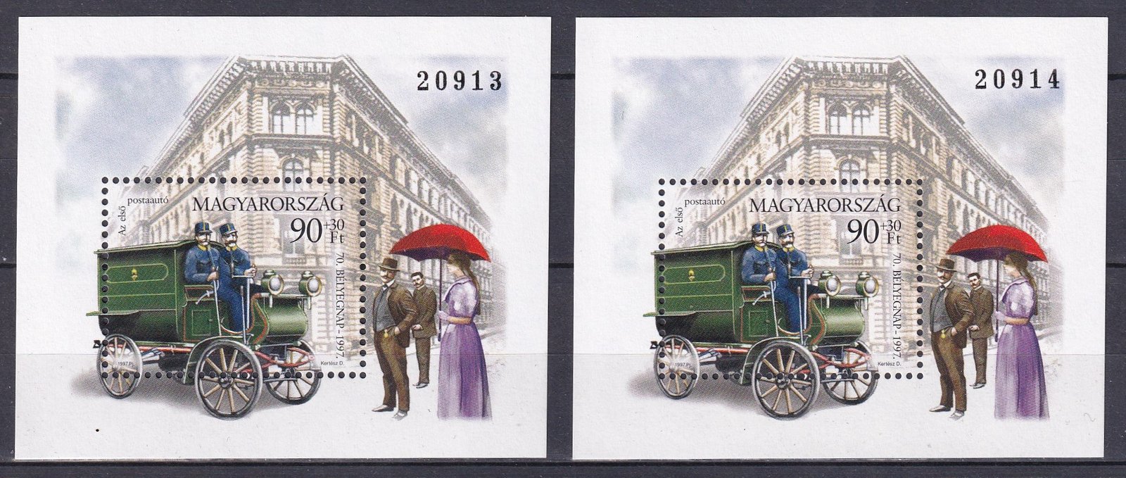 1997. Bélyegnap 70. 2 db sorszámkövető ajándék blokk