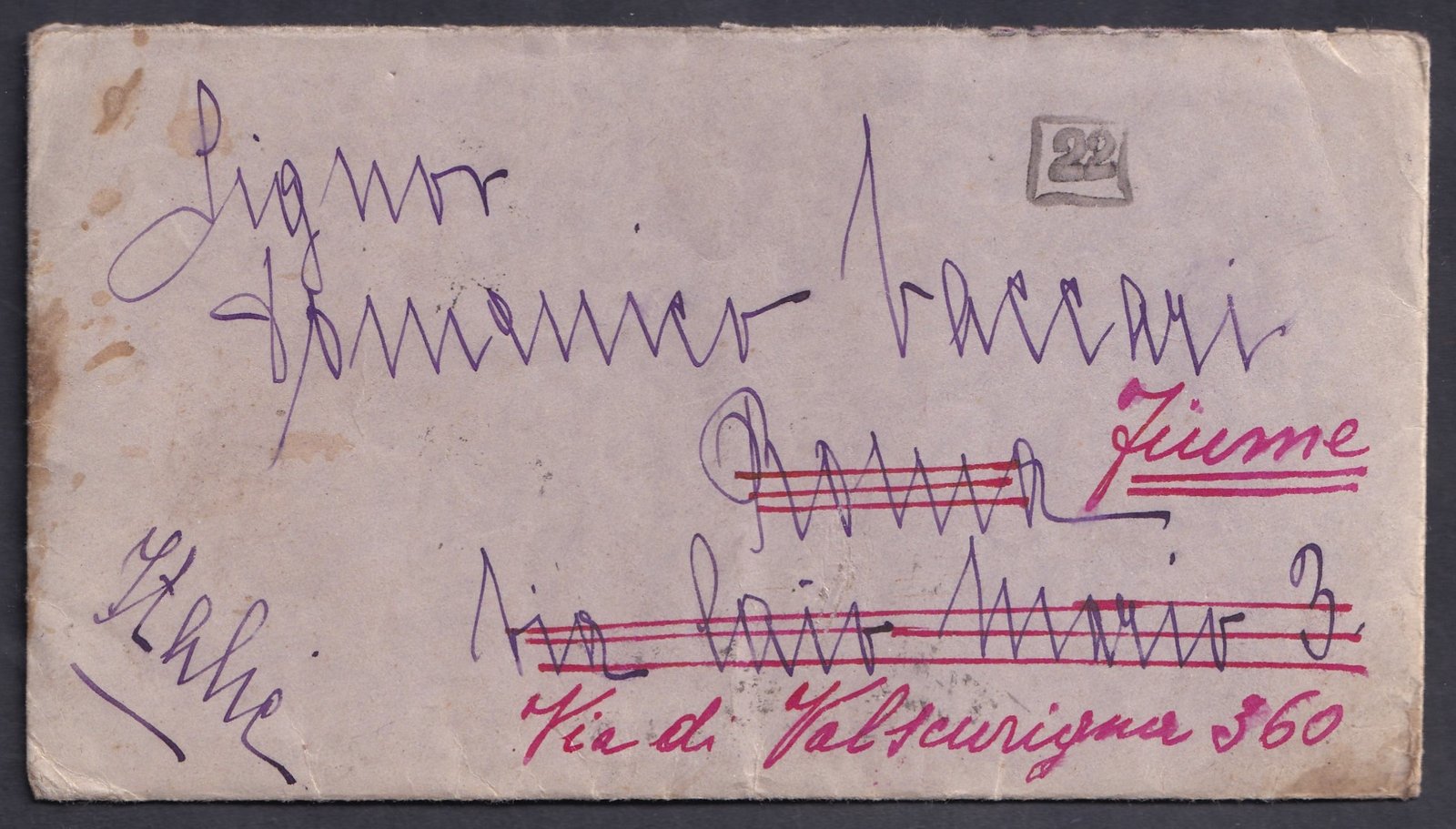 1928. Budapest, Olaszországba feladott és tovább küldött levél, tartalommal