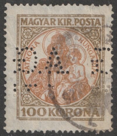 1920/25. Koronás Madonna 100 K, *AG 1831* perfinnel ("1831" részlegesen perforálva!)