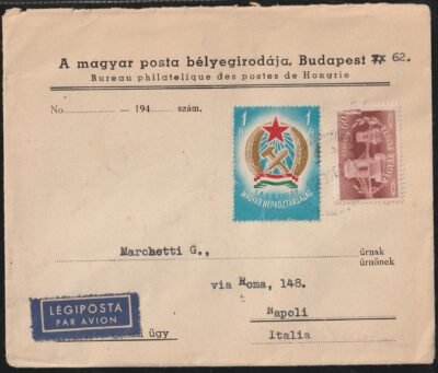 1949. Magyar Posta értékcikk raktár, Olaszországba feladott 2. súlyfokozatú ajánlott levél