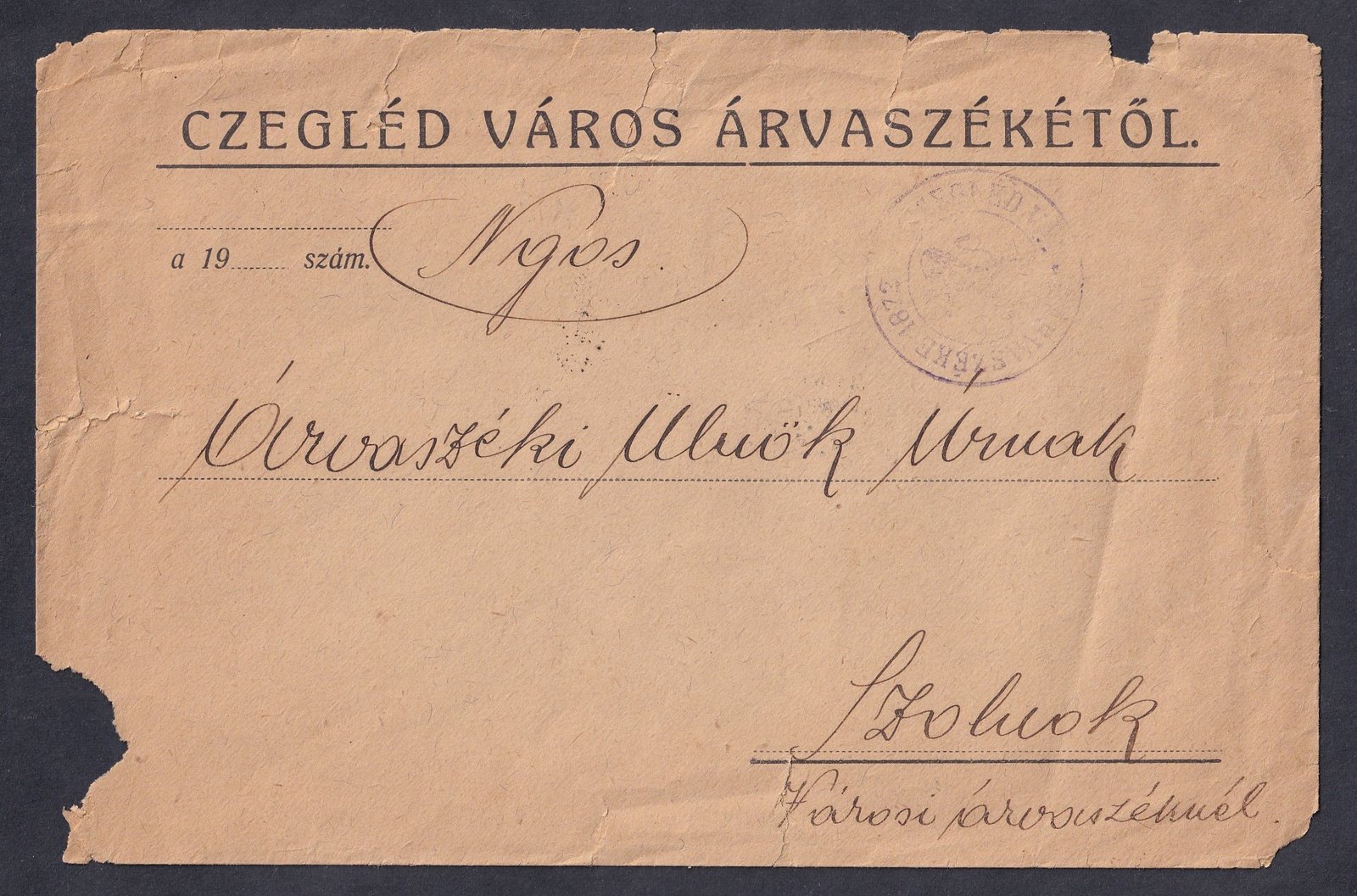 IMG_20260213_0056 1922. Cegléd, Szolnokra feladott levél (II. oszt.)