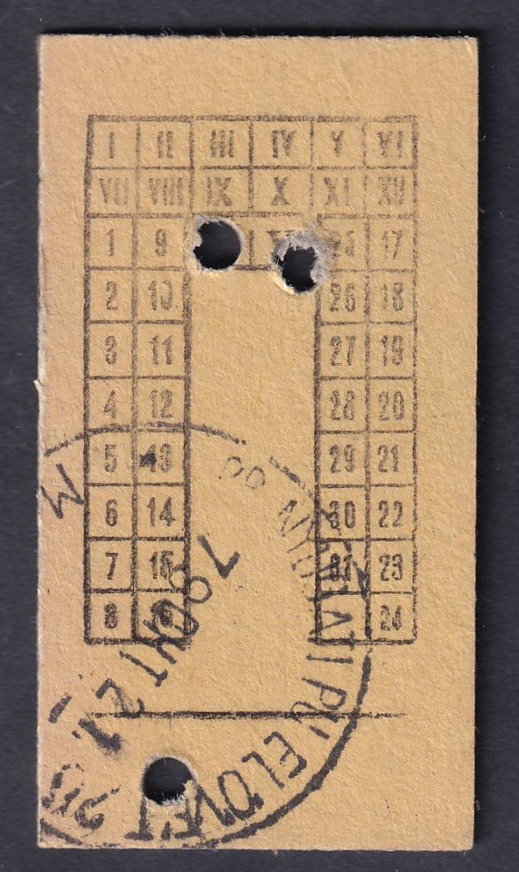 Kéregjegy – 1978. Budapest NY.P.U, mérsékeltárú hétvégi menetjegy, 2.osztály, 70km