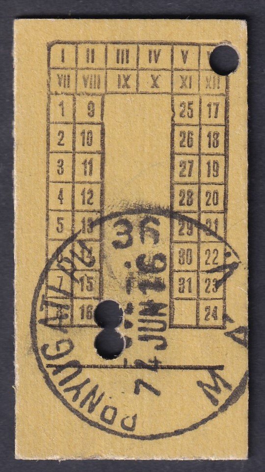 Kéregjegy – 1974. Budapest NY.P.U, 50%-os menetjegy, 2.osztály, 70km