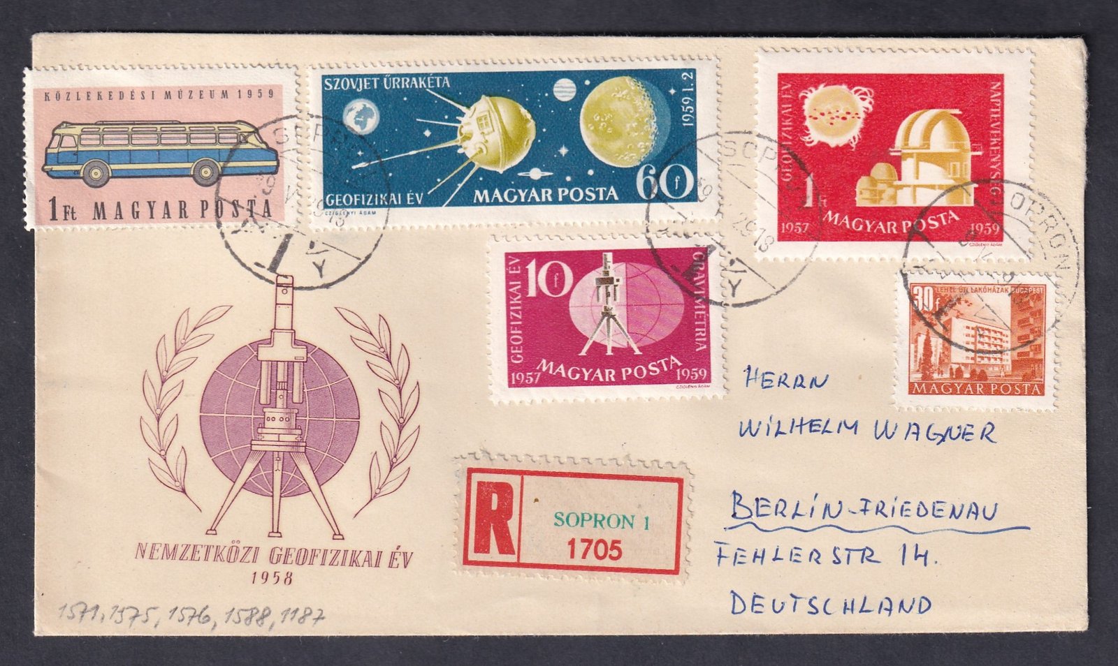 1959. Sopron, Berlinbe feladott ajánlott levél