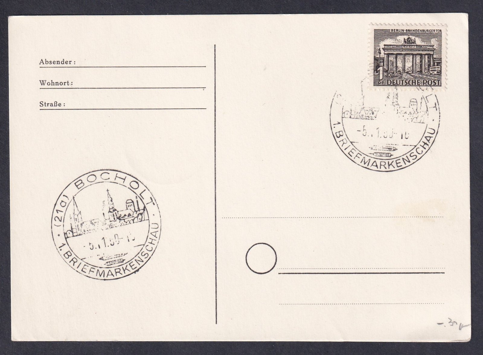 1950. Bocholt bélyegkiállítás alkalmi bélyegzés