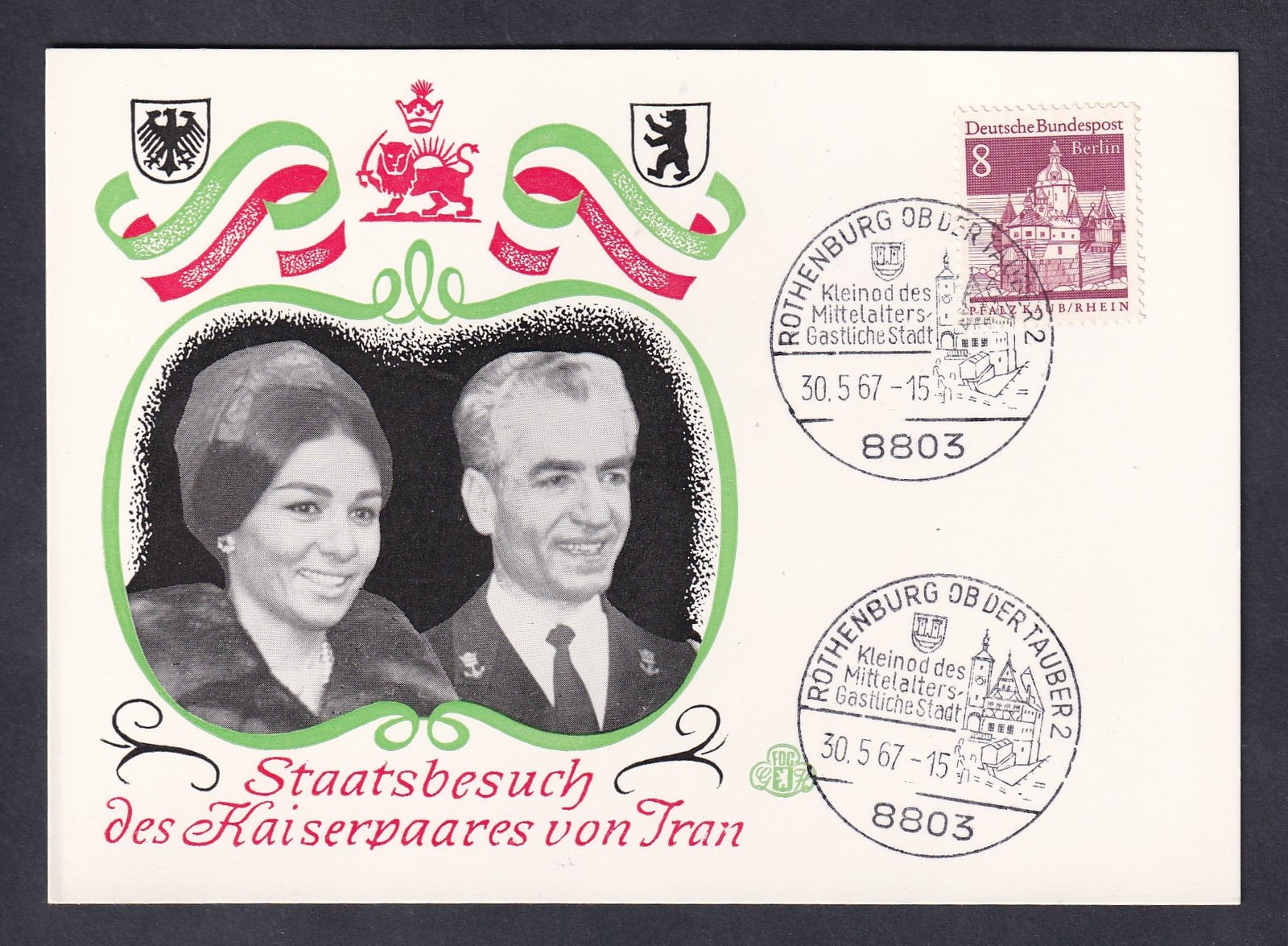 1967. A sah látogatása Nyugat-Németországban alkalmi képeslap