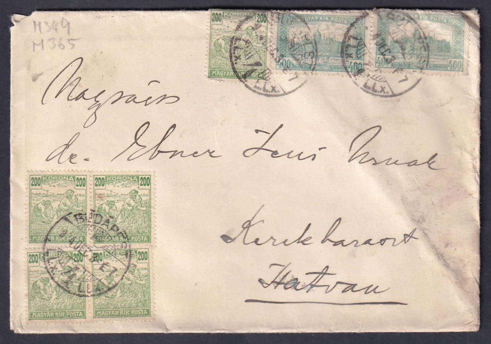 1924. Budapest, Hatvanba feladott levél