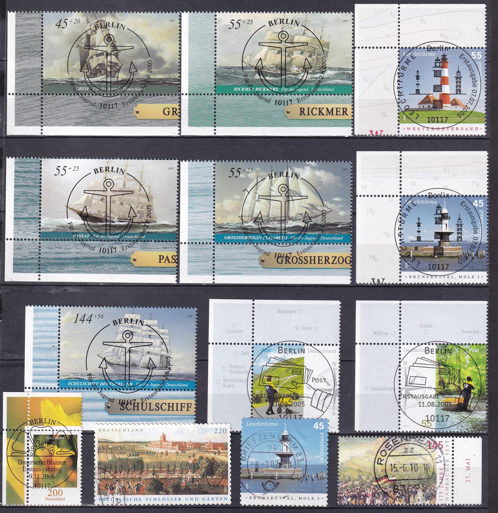 Németország, bélyegek alkalmi bélyegzéssel