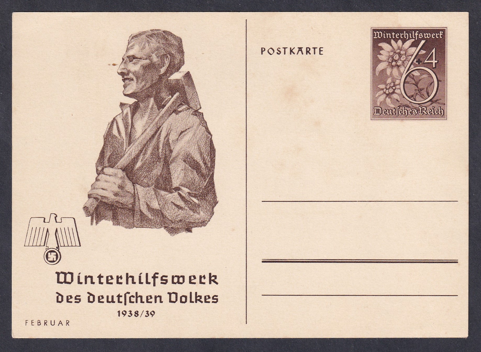 1938. Harmadik Birodalom  6pf+4pf - adomány gyűjtő levelezőlap