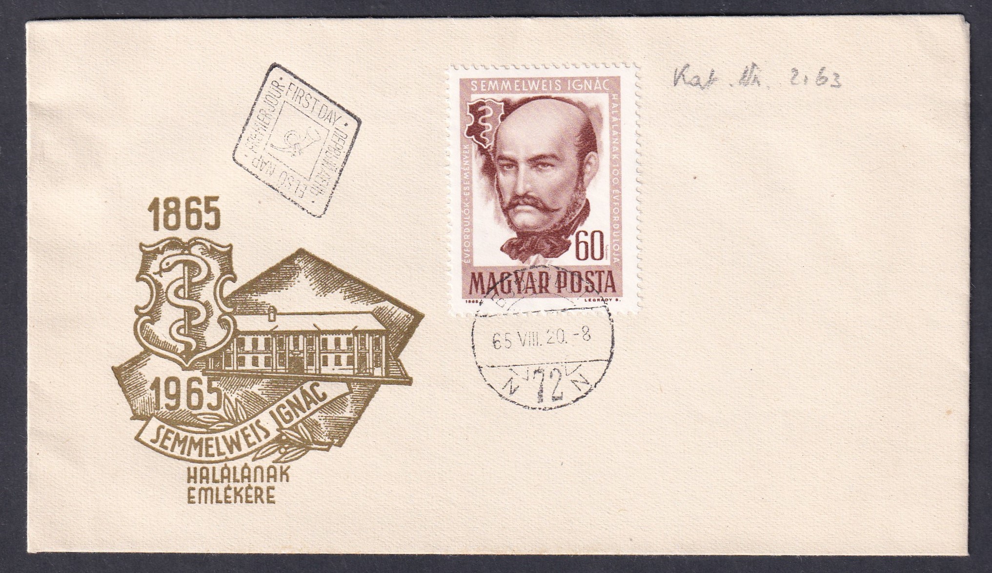 IMG_20260527_0011 1965. Semmelweis Ignác FDC boríték