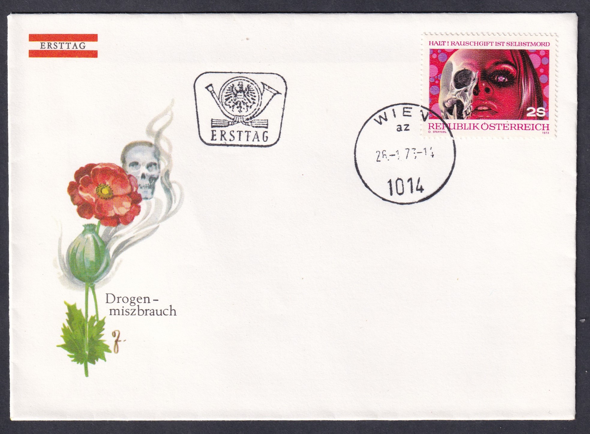 1973. Azstria, Drogfüggőség FDC