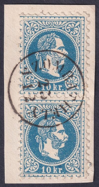 1867. 10kr SZOMBATHELY,  függőleges pár kivágás