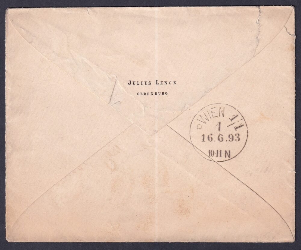 1893. Sopron, Bécsbe feladott EXPRESSZ (ajánlás nélküli) levél, ritka kiállítási darab! - Image 2
