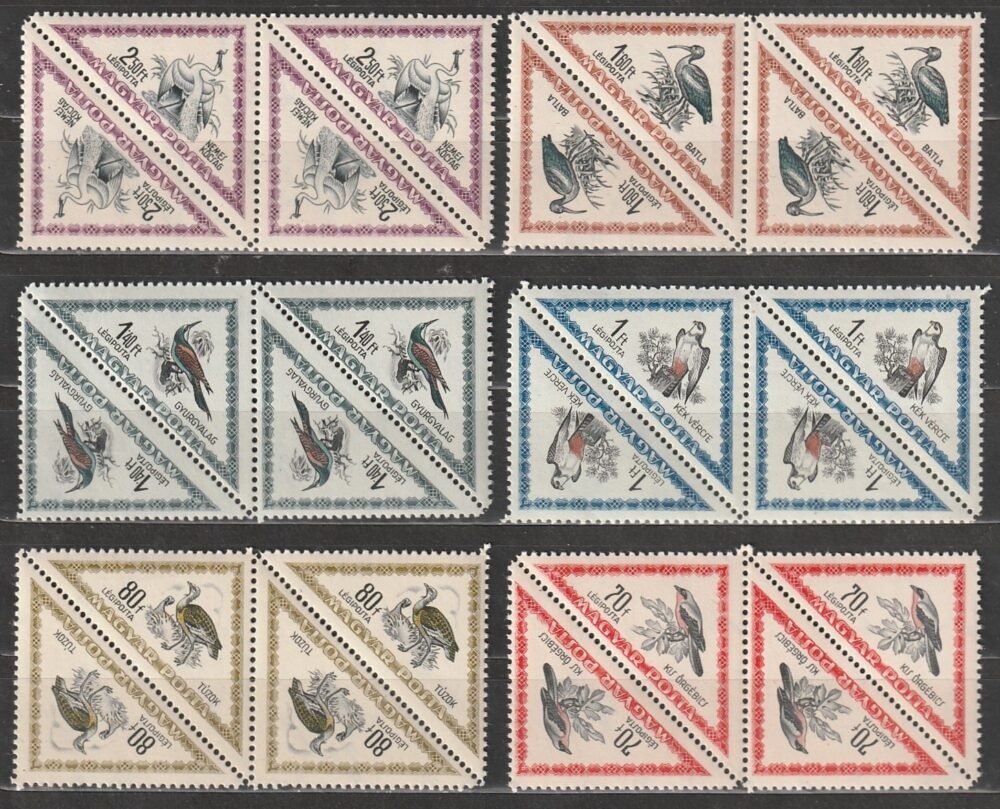 1952. Madarak I. sorozat kifordított összefüggő négyes tömbökben