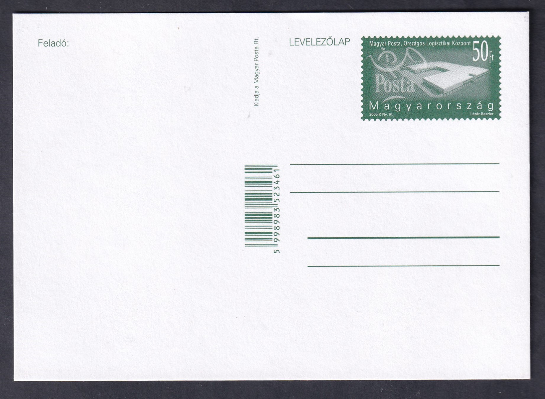 2005. 50 Ft, általános forgalmi levelezőlap (Hod. 800.)