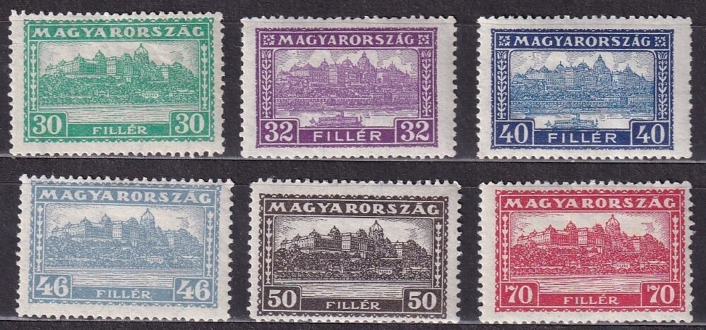 1926. Pengő-fillér I. 30f-70f-ig 14,1/4:14 fogazással /451-456/ sor