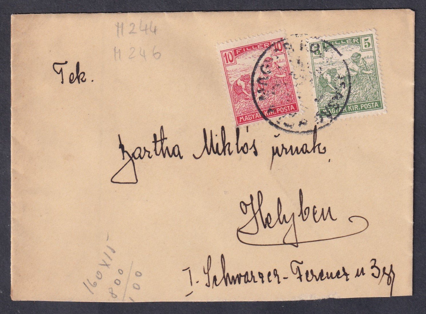 1918. Budapest, Magyar Köztársaság alkalmi bélyegzéssel helyi levél