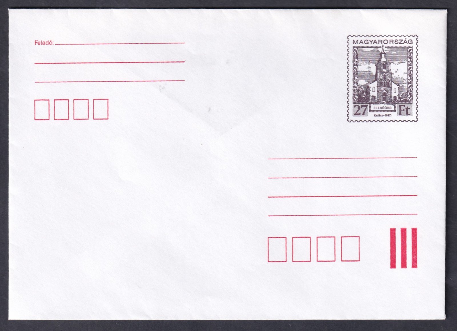 1999. 27 Ft barnásviola díjjegyes boríték