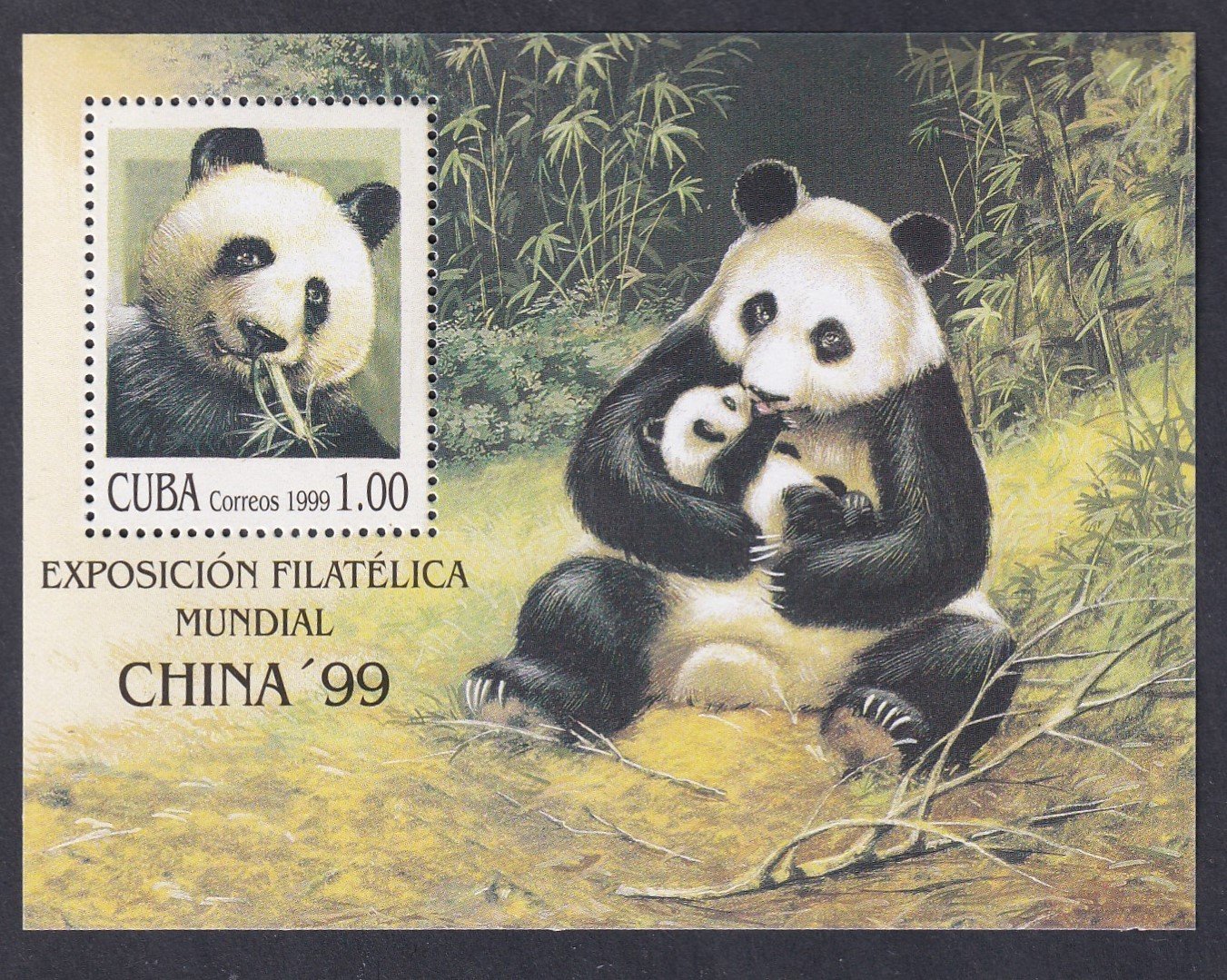 1999. Kuba, Kínai panda bélyegkiállítás blokk