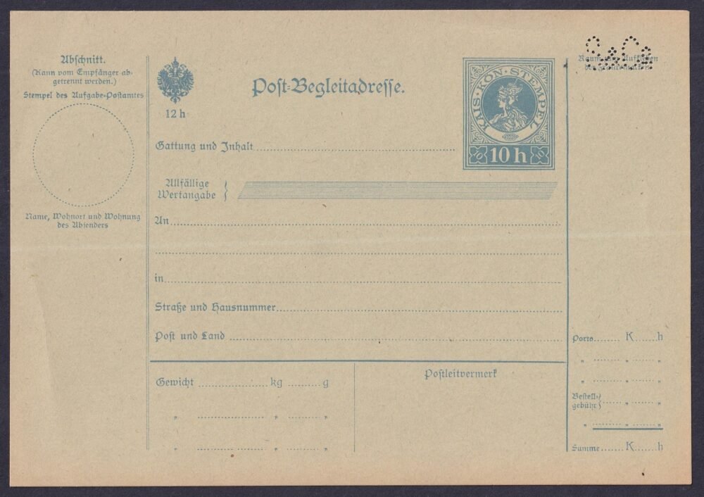 Ausztria, használatlan szállítólevél *S&Co* perfinnel