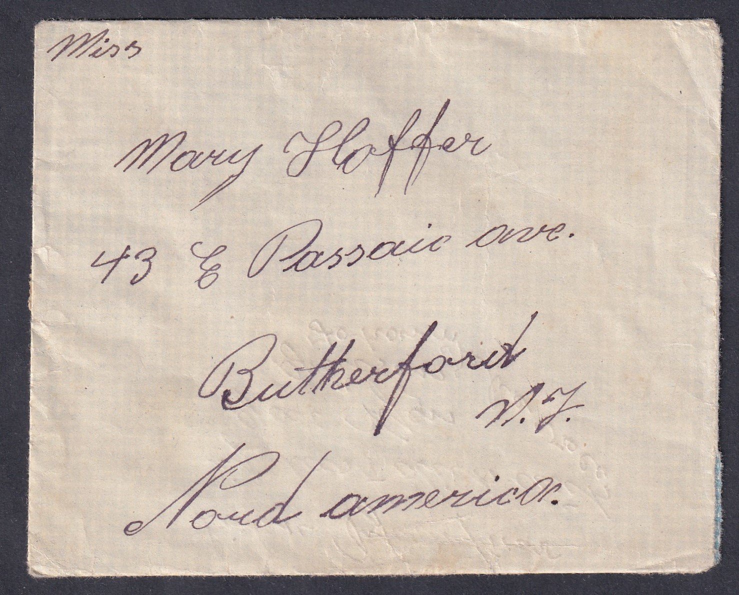 1922. Bodajk–USA (Rutherford, N.J.)-ba feladott levél