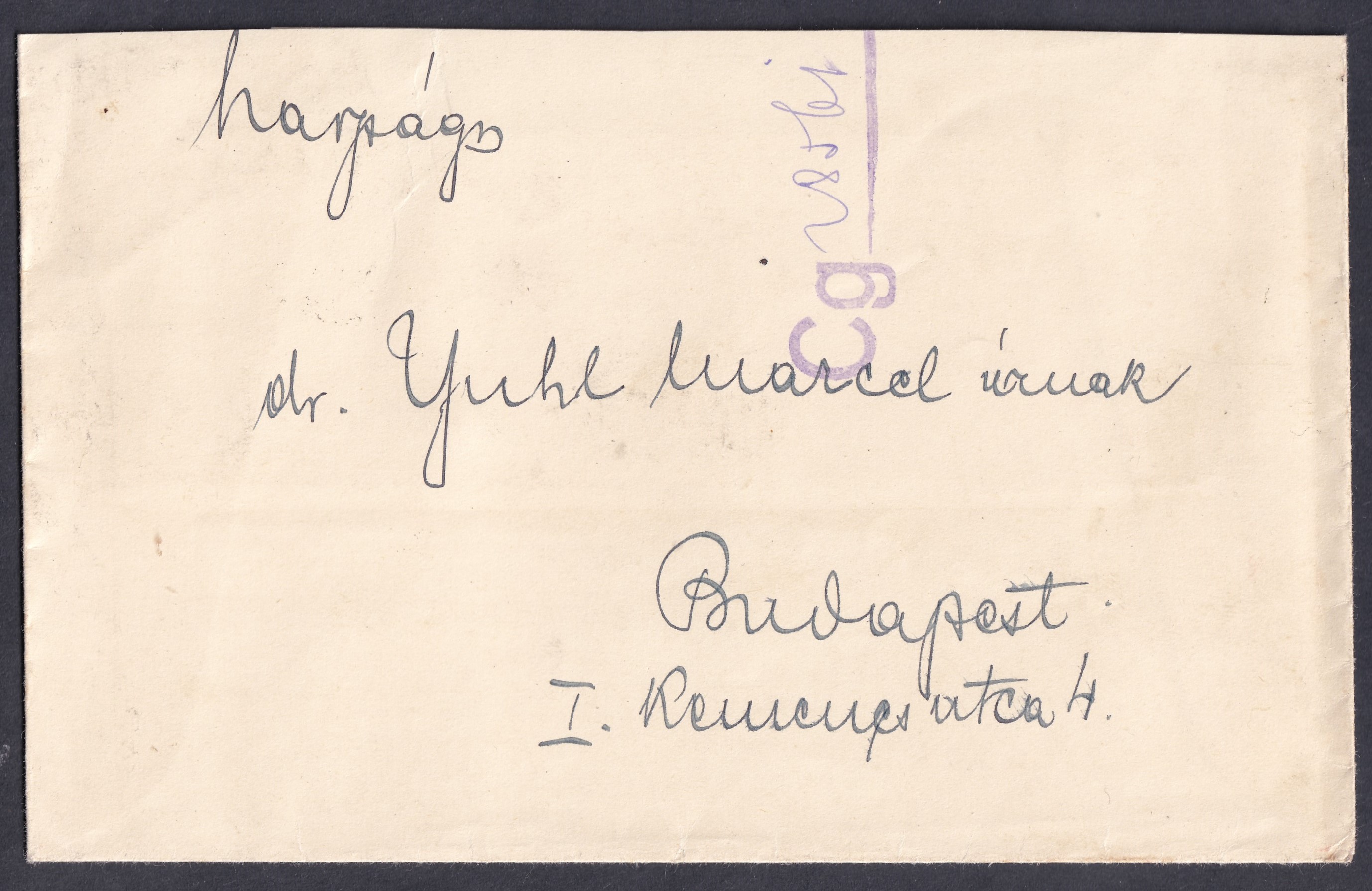 1927. Szegi, Budapestre feladott 3. súlyfokozatú levél