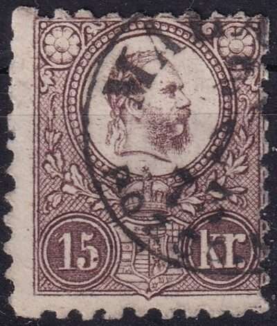 1871. Réznyomat 15kr, festék folt az "5" -ös számban