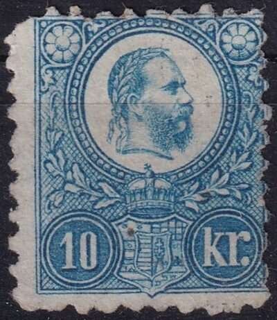 1871. Rényomat 10kr, használatlan bélyeg gumi nélkül (rövid sarok)