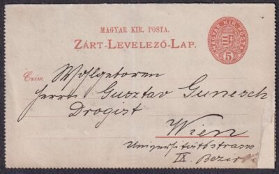 1890. Bécsbe feladott levelezőlap (díjjegy kezeletlen)
