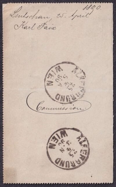 1890. Bécsbe feladott levelezőlap (díjjegy kezeletlen) - Image 2