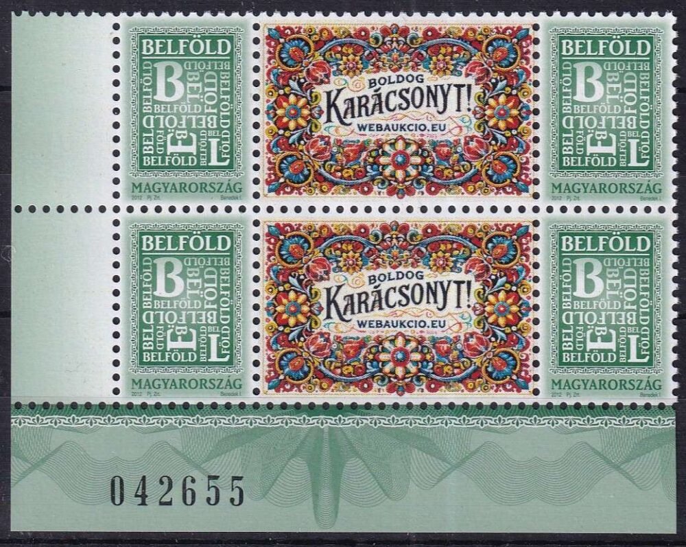 2024. "Boldog Karácsony" - megszemélyesített-bélyeg ívsarki pár 4 db szelvénnyel