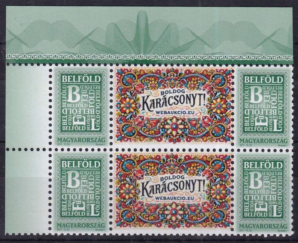 2024. „Boldog Karácsony” – megszemélyesített-bélyeg ívsarki pár 4 db szelvénnyel