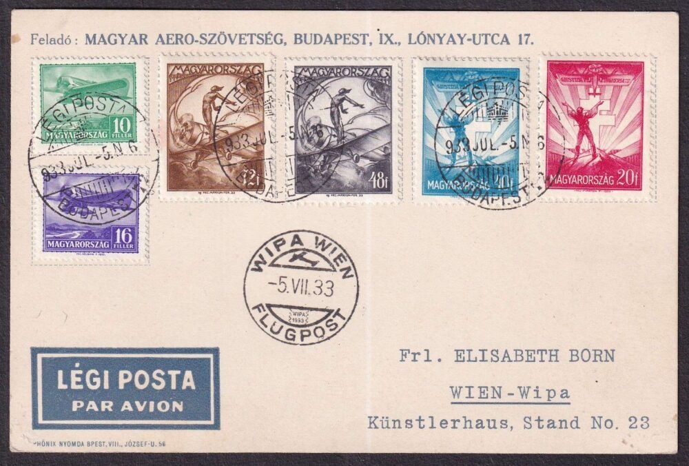 1933. WIPA WIEN - emlékrepülés légiposta levelezőlap