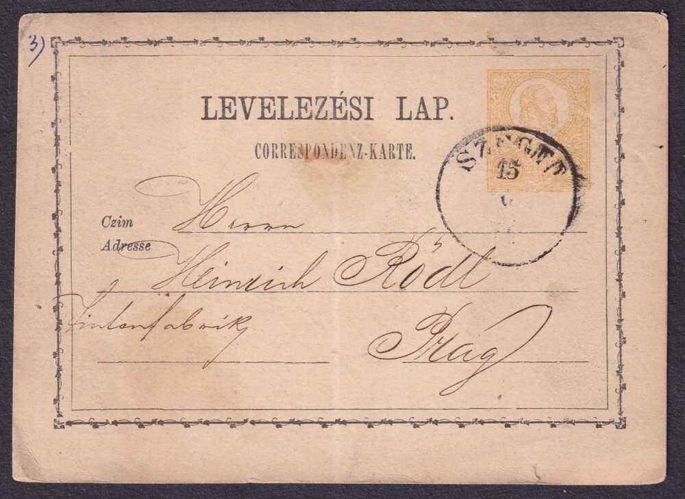 1871. SZEGED, Prágába feladott levelezőlap