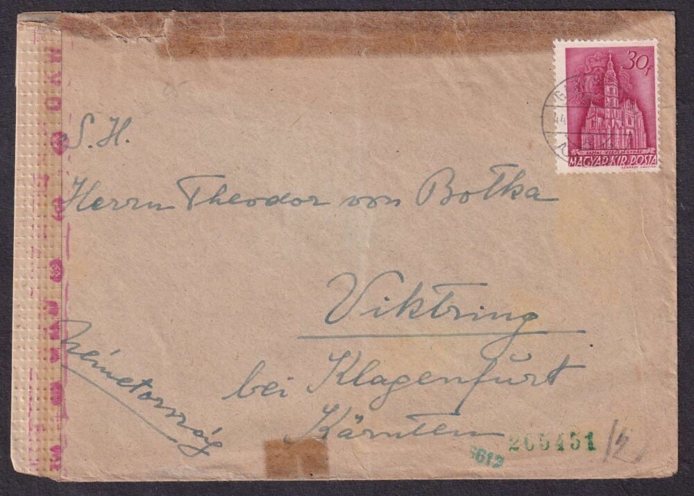 1944. GARADNA, Viktring (Ausztria)-ba feladott  cenzúrázott levél