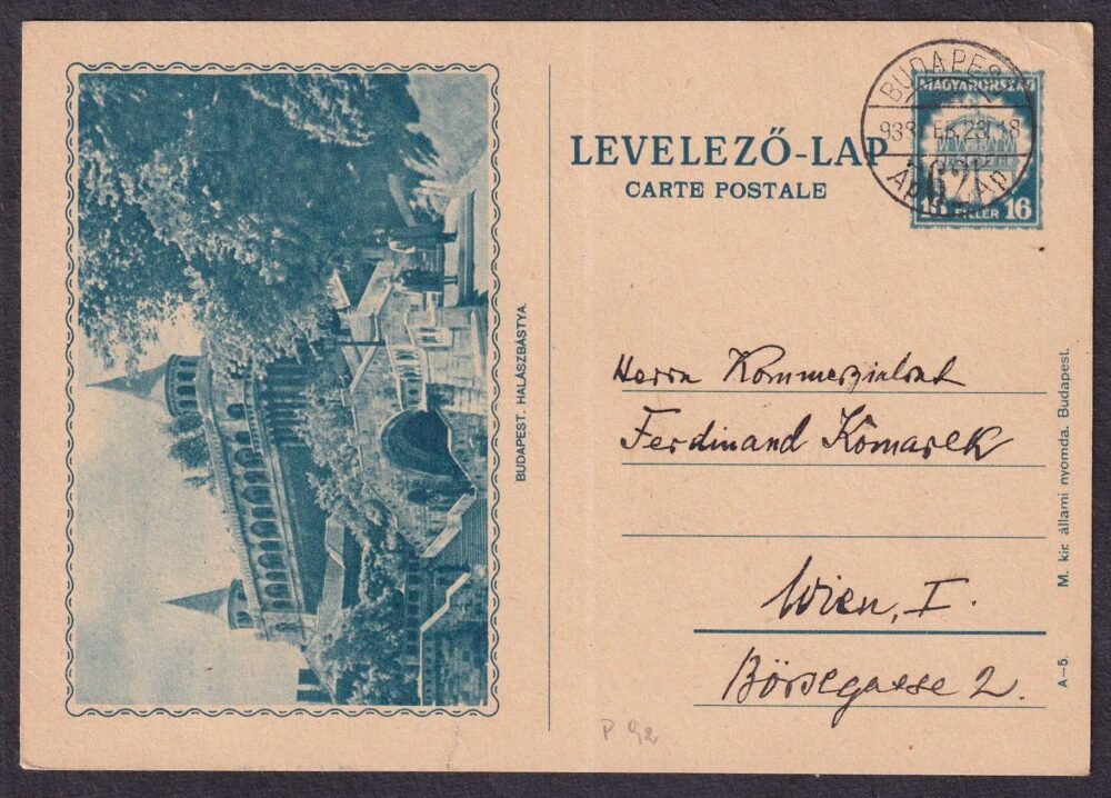 1933. Bécsbe feladott levelezőlap