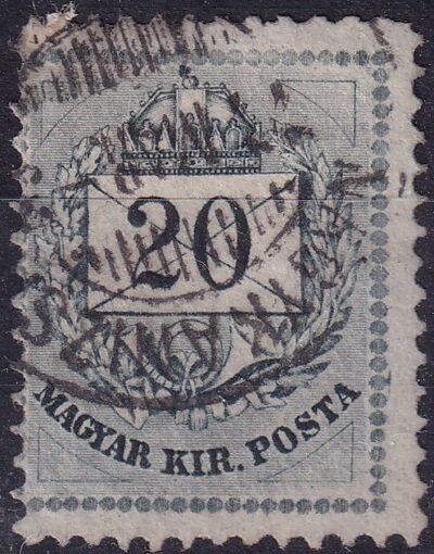 1874. 20kr A, keskenyre és képbe fogazva (19 mm)