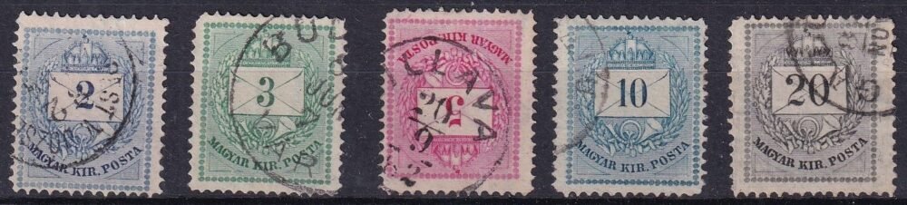 1881. Színesszámú krajcáros "A" sor (13-as szabályos fogazással)  - 20kr-os szélesre fogazva!