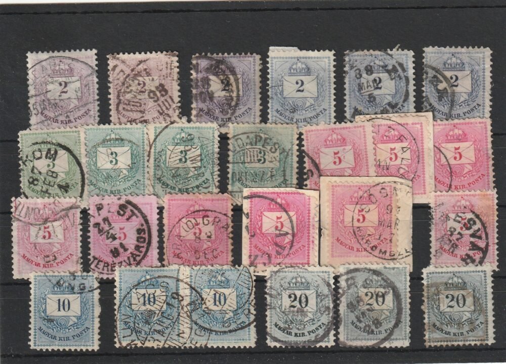 1881. Színesszámú krajcáros sorok, színárnyalatokkal egyéb érdekességekkel